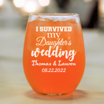 I Survived | Personalized 15oz Stemless Wine Glass